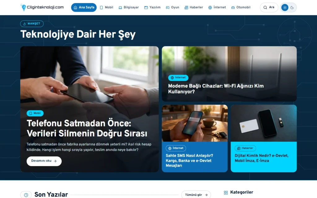 Çılgın Teknoloji web sitesi ekran görüntüsü